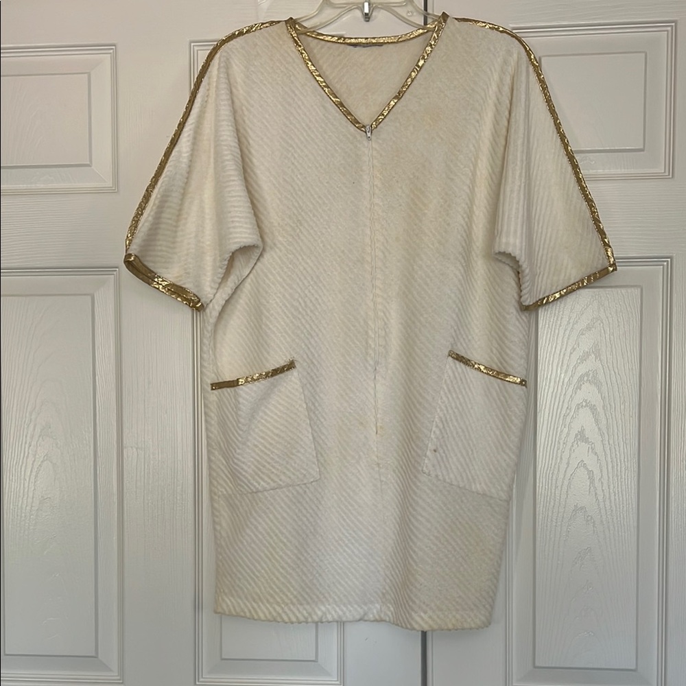 Vintage White and Gold accents Swim Coverup